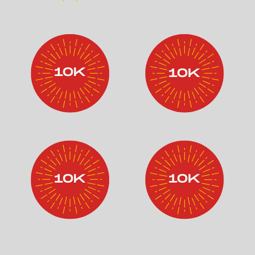 10K Red Burst Large Round Magnet Set