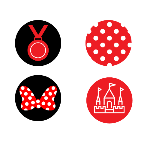 Red Minnie Large Round Magnet Set