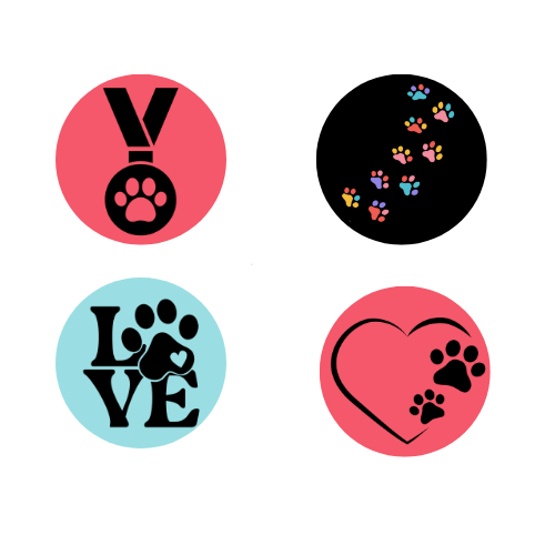 Paw Prints Large Round Magnet Set