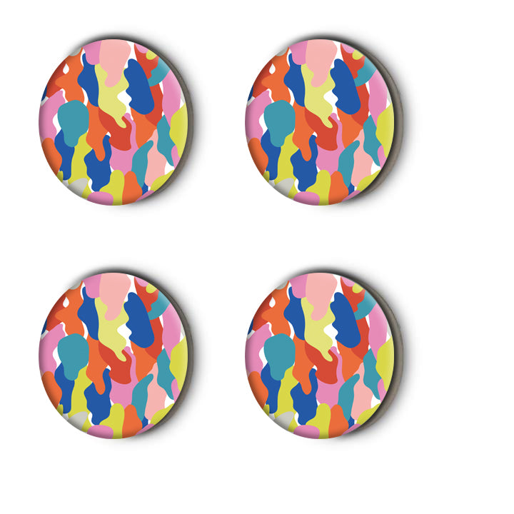 Neon Camo Mini Round Magnet Set